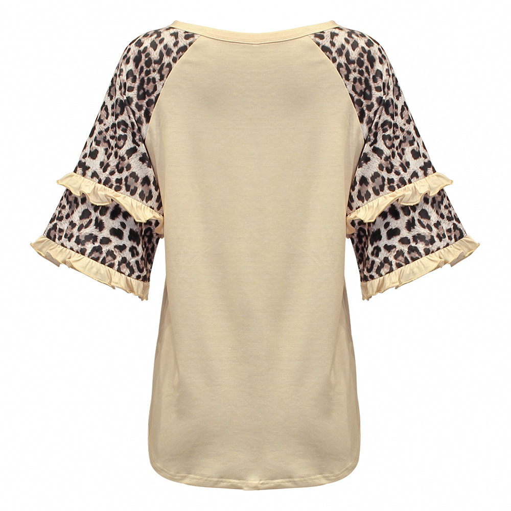 Beautiful leopard print half sleeve loose casual T-shirt 35