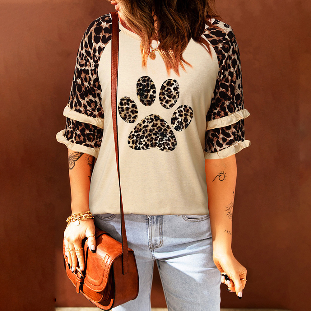 Beautiful leopard print loose casual T-shirt 38