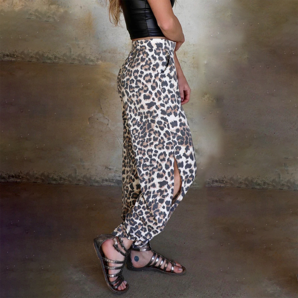 Fashion Leopard Print Pocket Slit Casual Pants 16