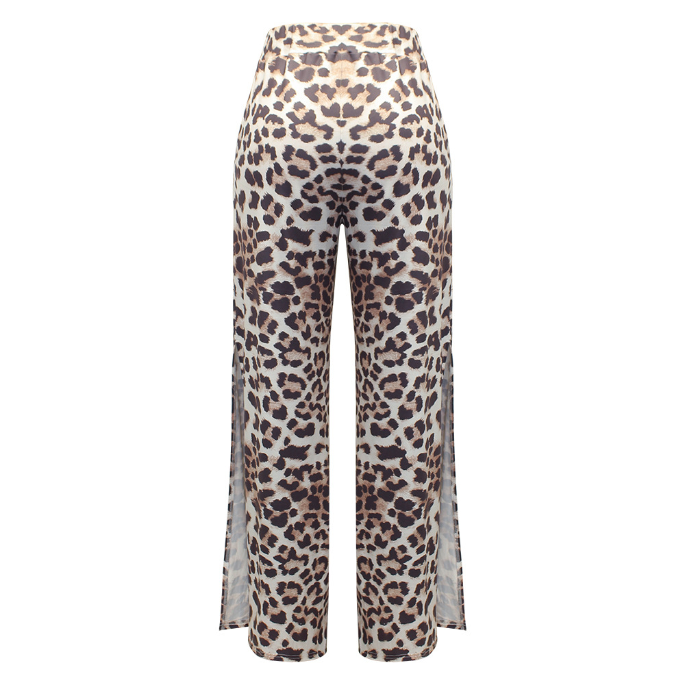 Fashion Leopard Print Pocket Slit Casual Pants 16