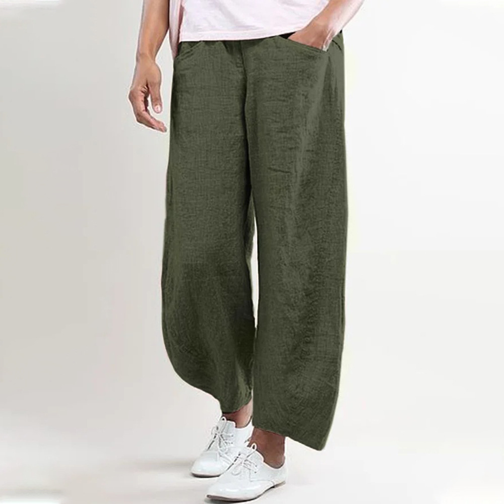 Fashion solid color loose casual wide-leg trousers 30 01