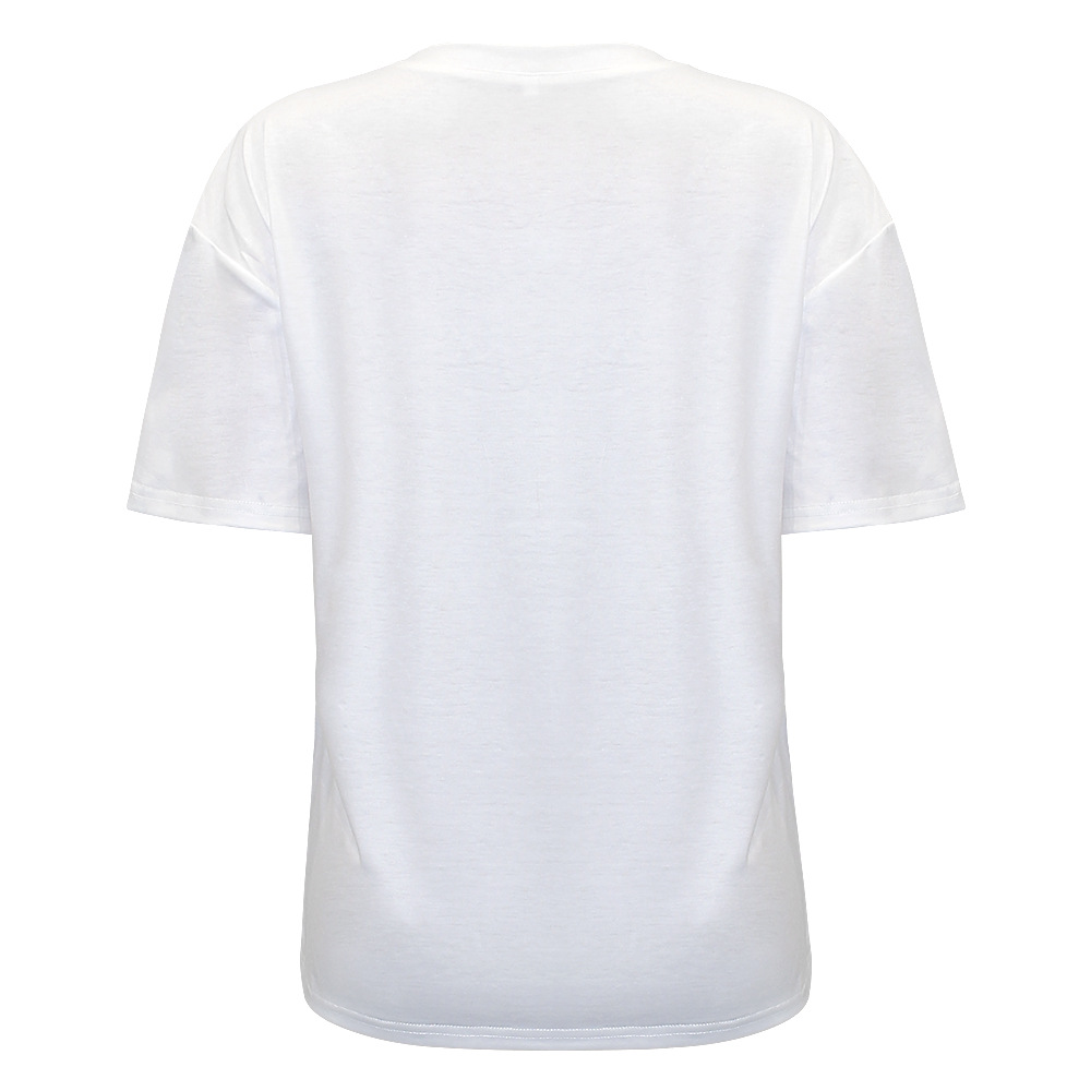 Letter Printed Ripped Loose Casual T-Shirt 44