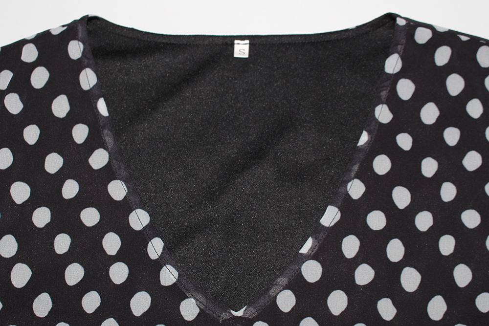 Polka dot ruffled long sleeves casual dress 2