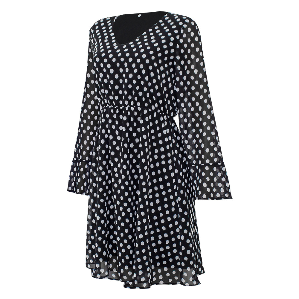 Polka dot ruffled long sleeves casual dress 2
