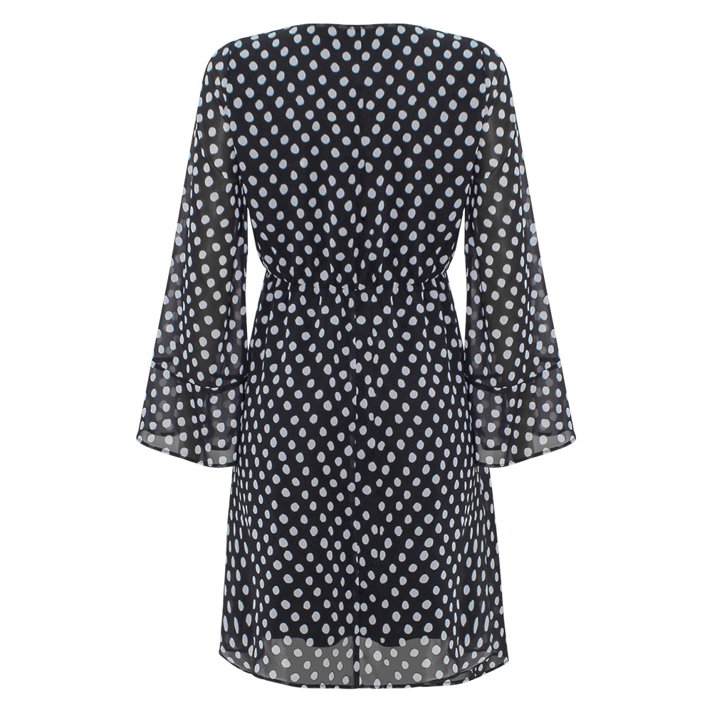 Polka dot ruffled long sleeves casual dress 2