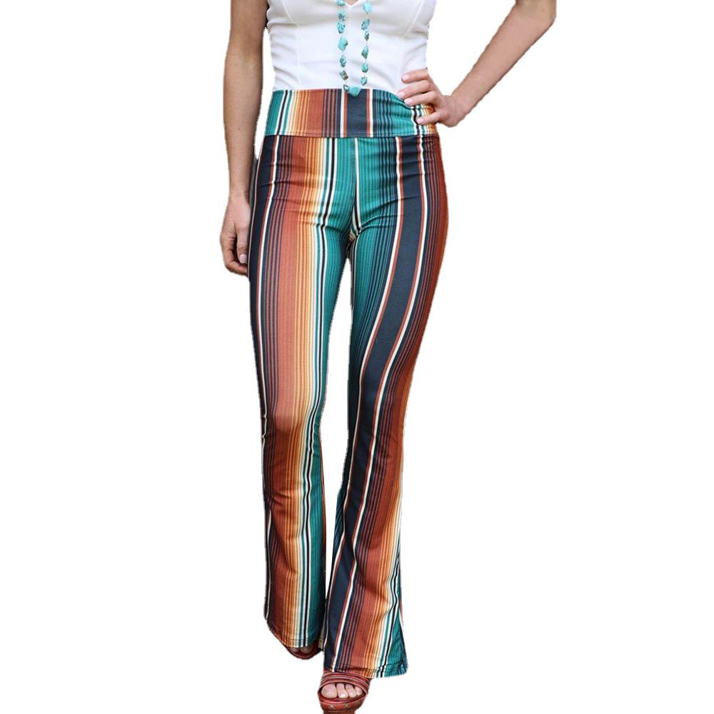 Printed Skinny High Waist Casual Flared Pants 17 