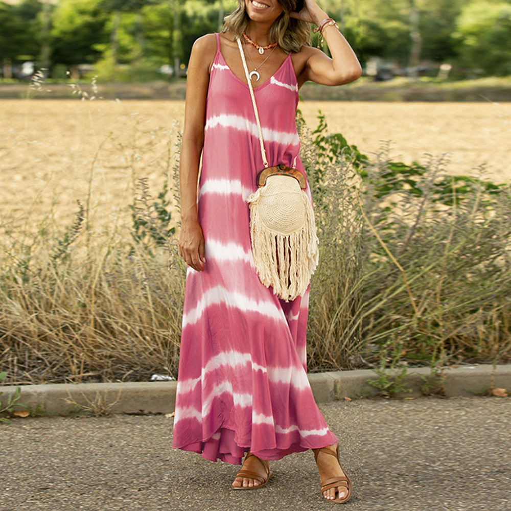 Printed striped oversized long loose dress 13