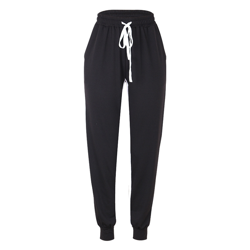 Solid color stitching elastic cuff casual pants 22