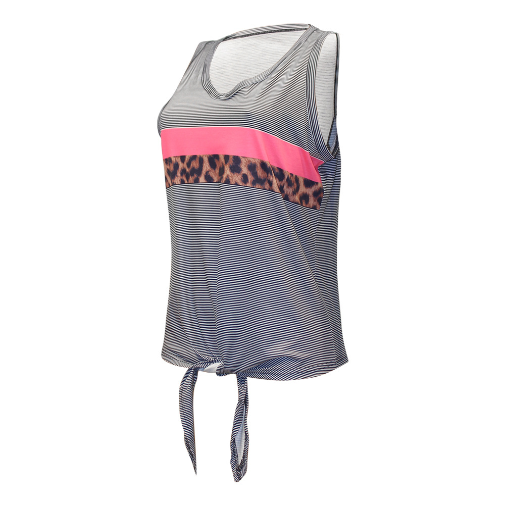 Striped Printed Stitched Casual Vest T-Shirt 45 02