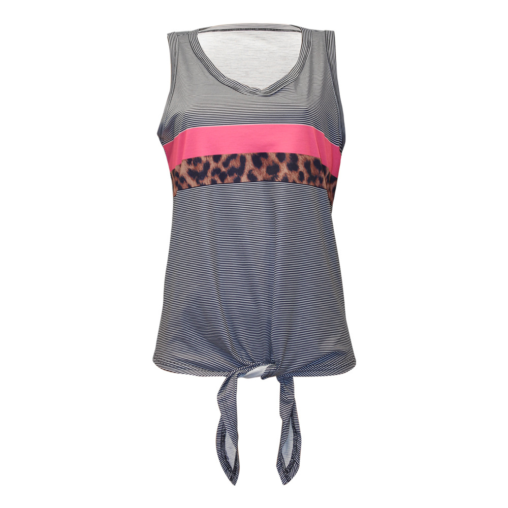 Striped Printed Stitched Casual Vest T-Shirt 45