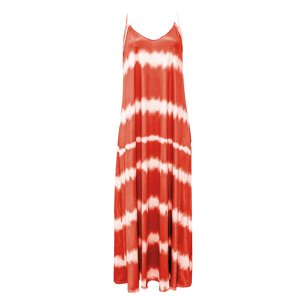 Suspender dress printed striped long dress loose dress 14