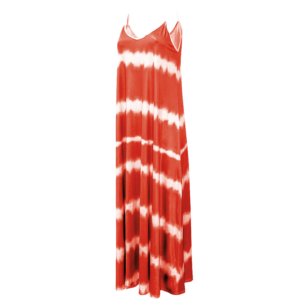 Suspender dress printed striped long dress loose dress 14