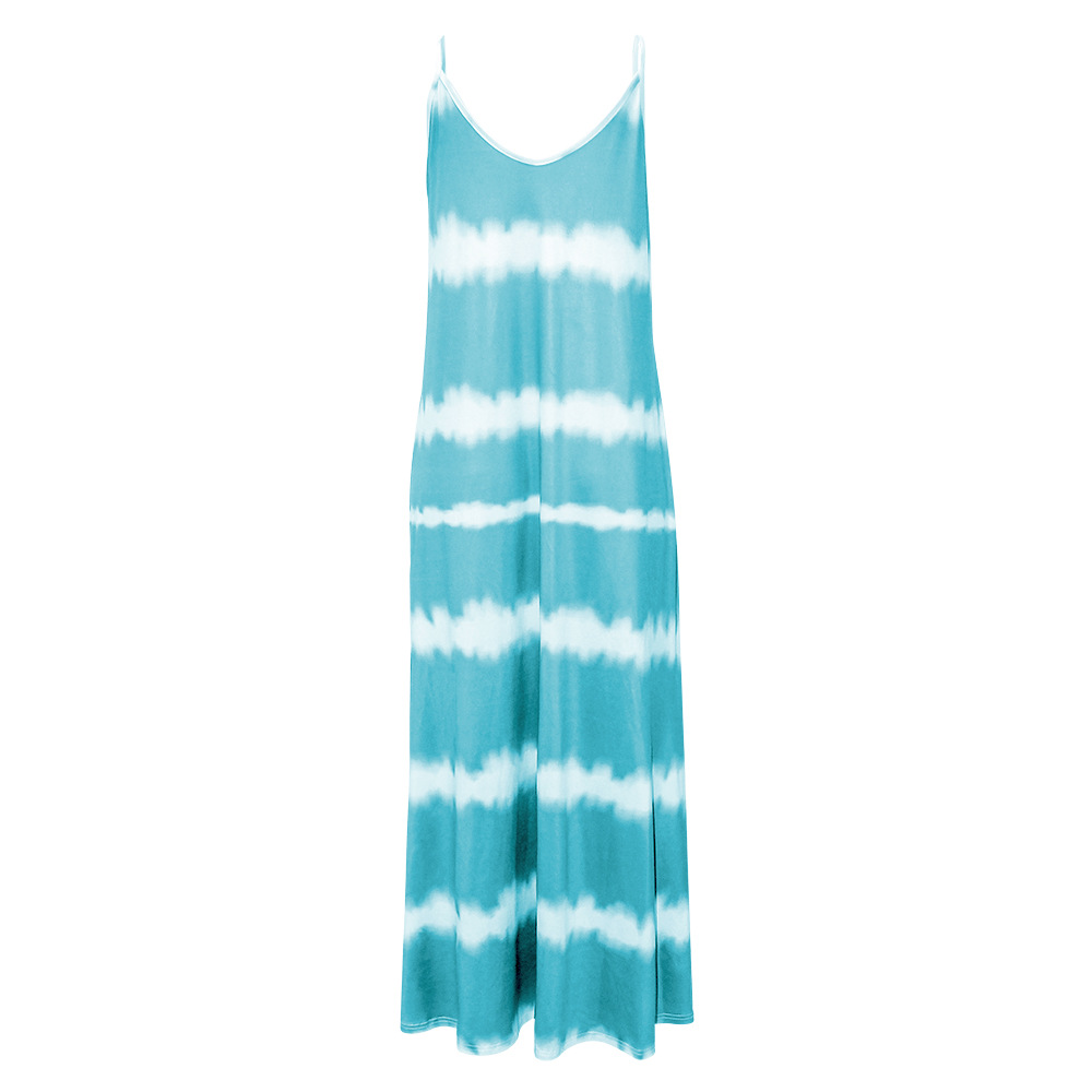 Suspender dress printed striped long dress loose dress 15